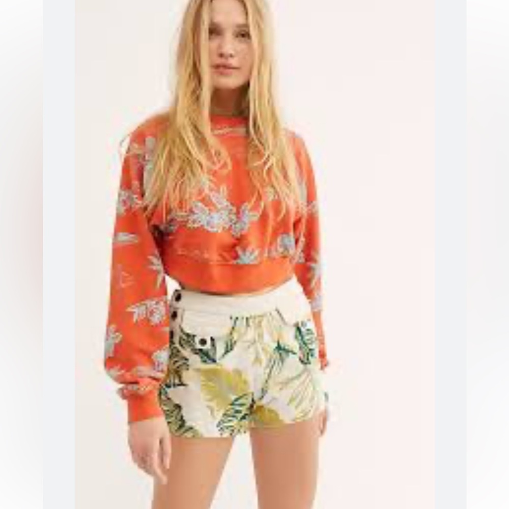 Free People floral shorts in‎  tropical combo. NWT. Retail 68
